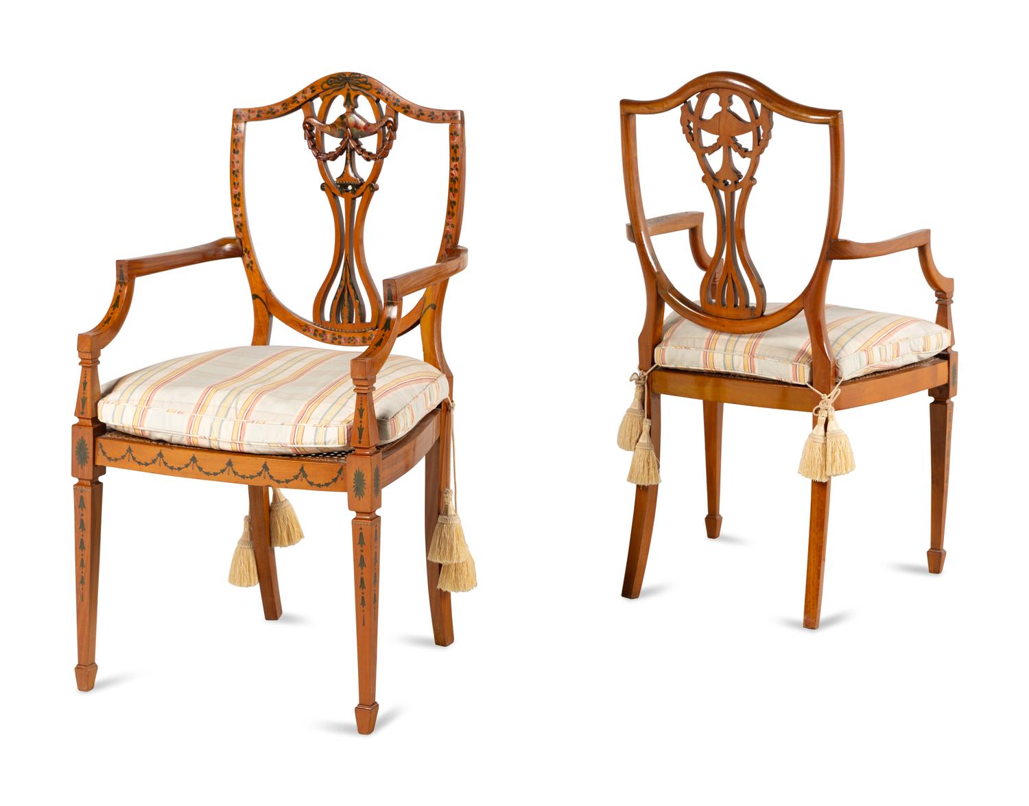 A Pair of Edwardian Painted Armchairs