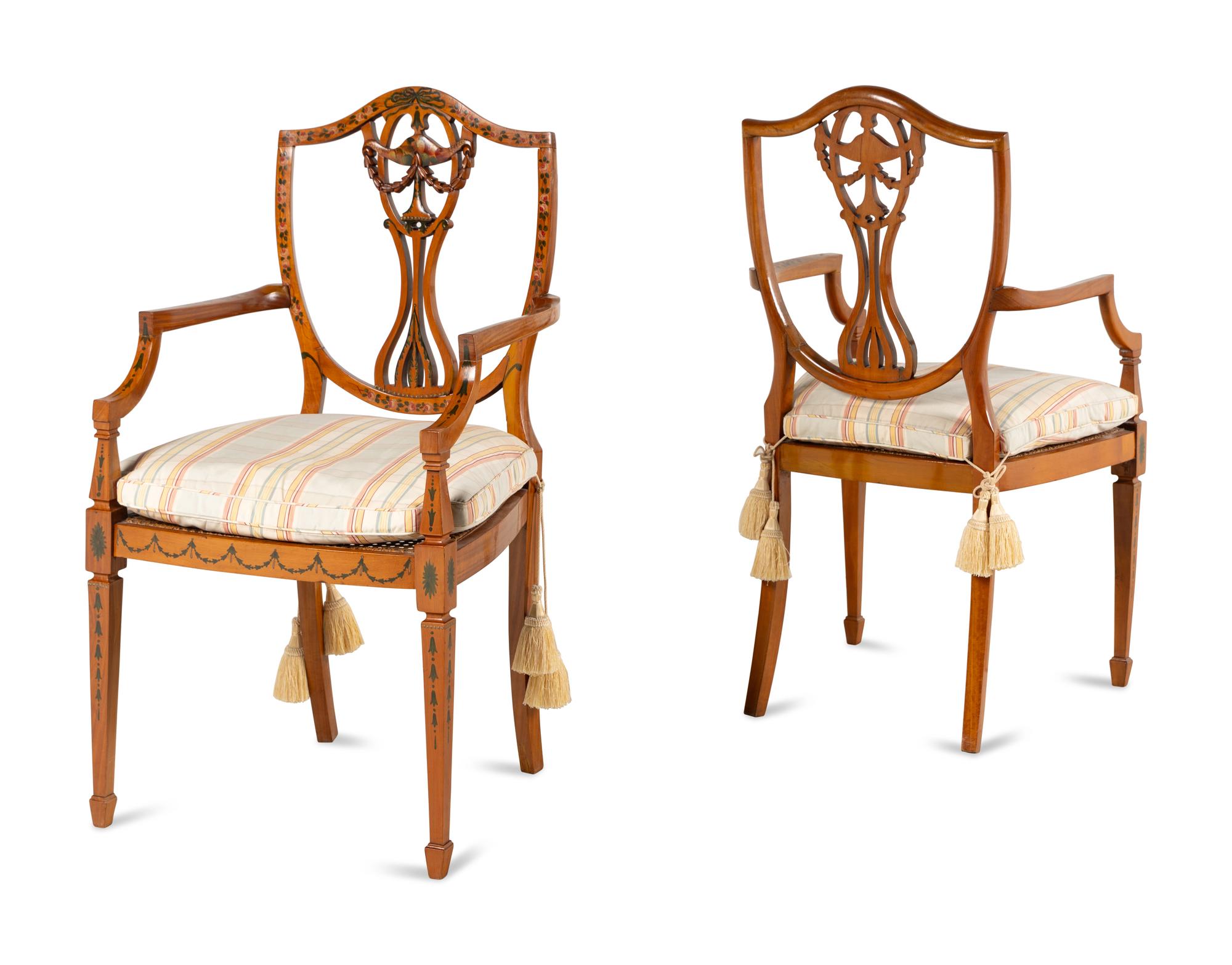A Pair of Edwardian Painted Armchairs