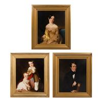 Louis Lang (German/American 1821-1893) — Three Works; Portrait of Caroline Hewitt (1808-1842), William Webb (1805-1863) and Double-Portrait of Sons Thaddeus (1838-1887) and William Hewitt Webb (1835-1893) of Philadelphia , 1939