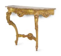 A Louis XV Style Giltwood Marble-Top Console Table