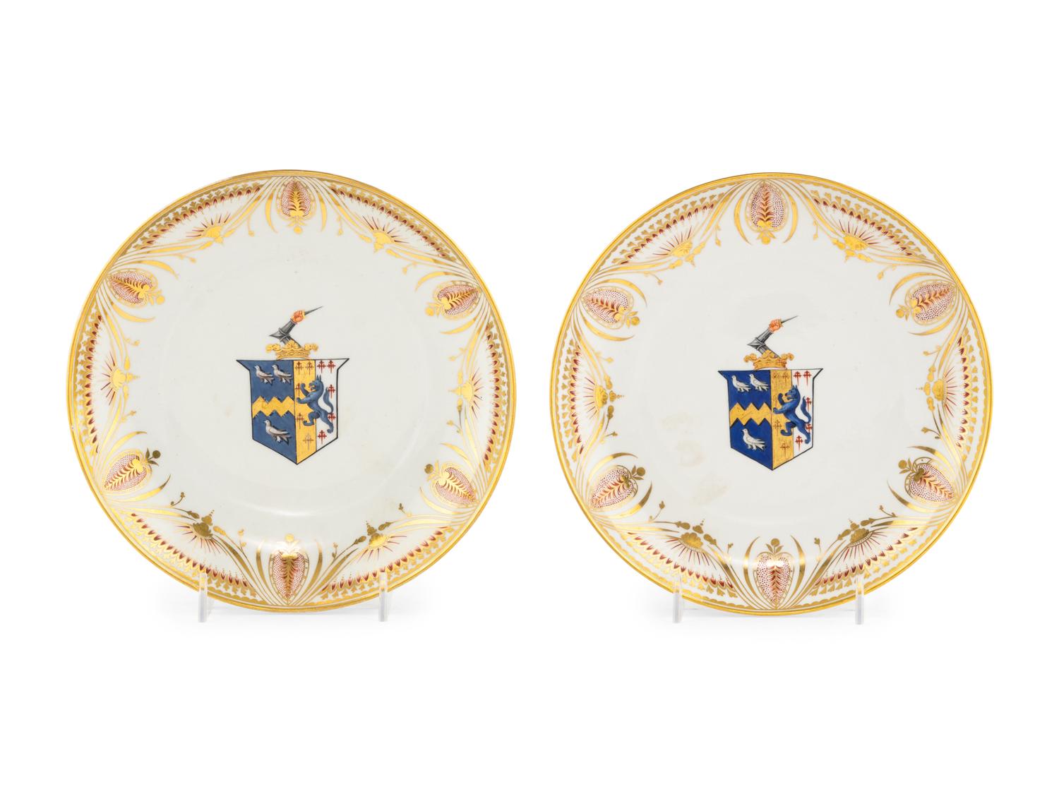 A Near Pair of Barr, Flight and Barr Porcelain Armorial Plates