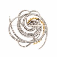 W. Kalich, Diamond, Platinum, and Yellow Gold Brooch