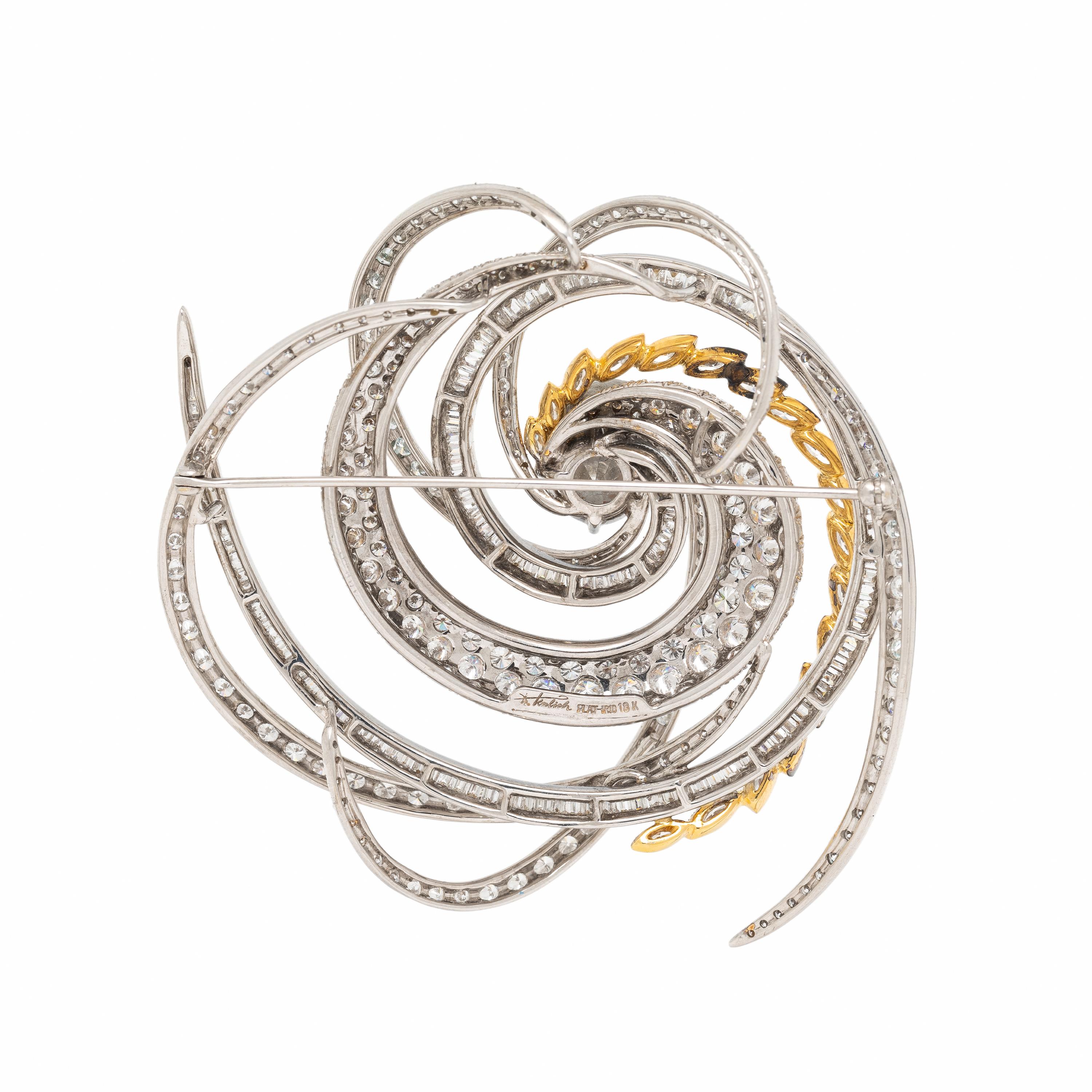 W. Kalich, Diamond, Platinum, and Yellow Gold Brooch