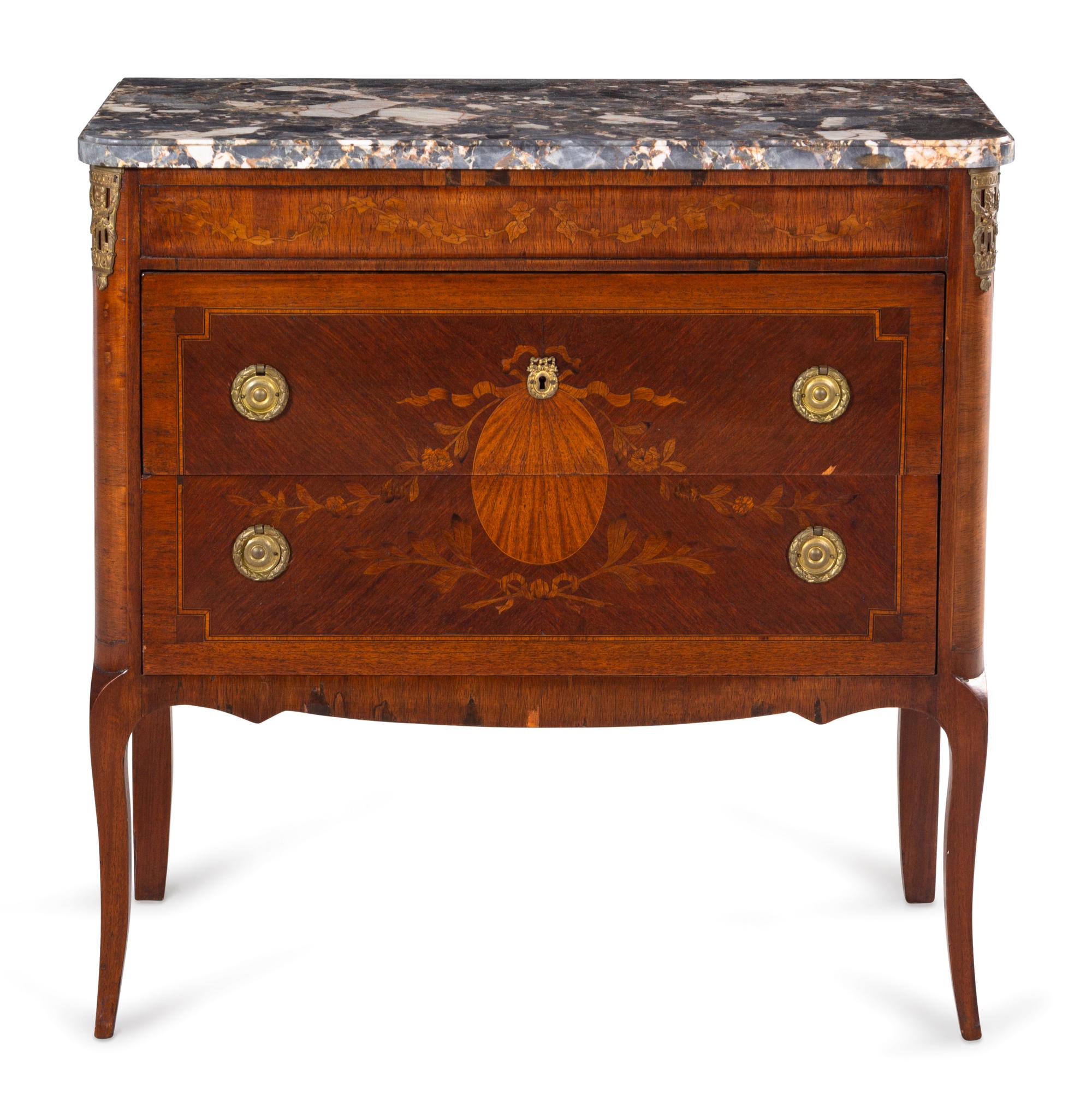 A Louis XV Style Marquetry Commode