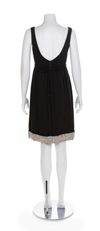 Black Sleeveless Cocktail Dress with Rhinestone Embellishments on the Hem,