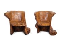 Pair of American Studio Craft Live Edge Chairs — 20TH CENTURY