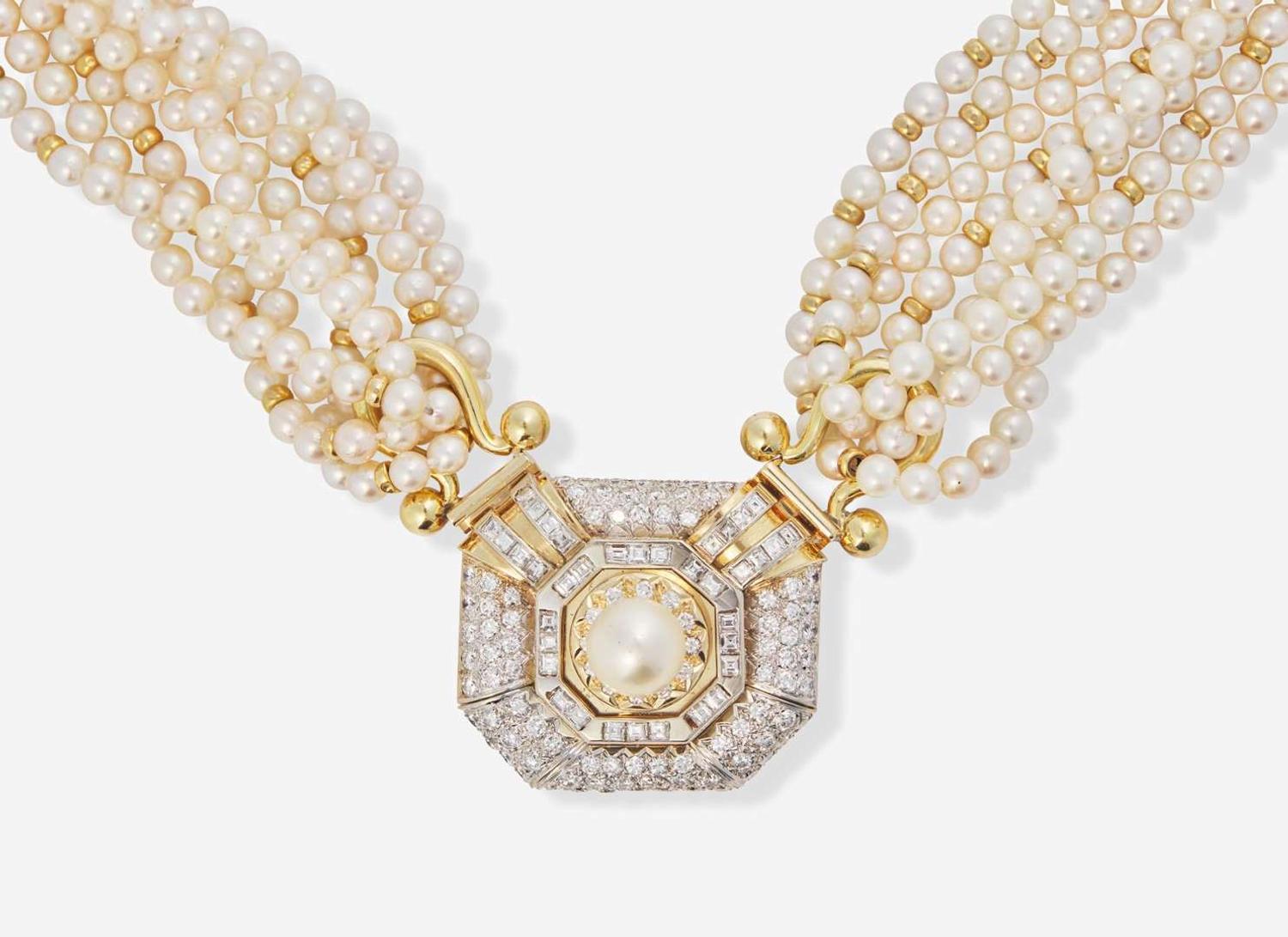 A Multi-Strand Pearl Necklace with Detachable Clasp