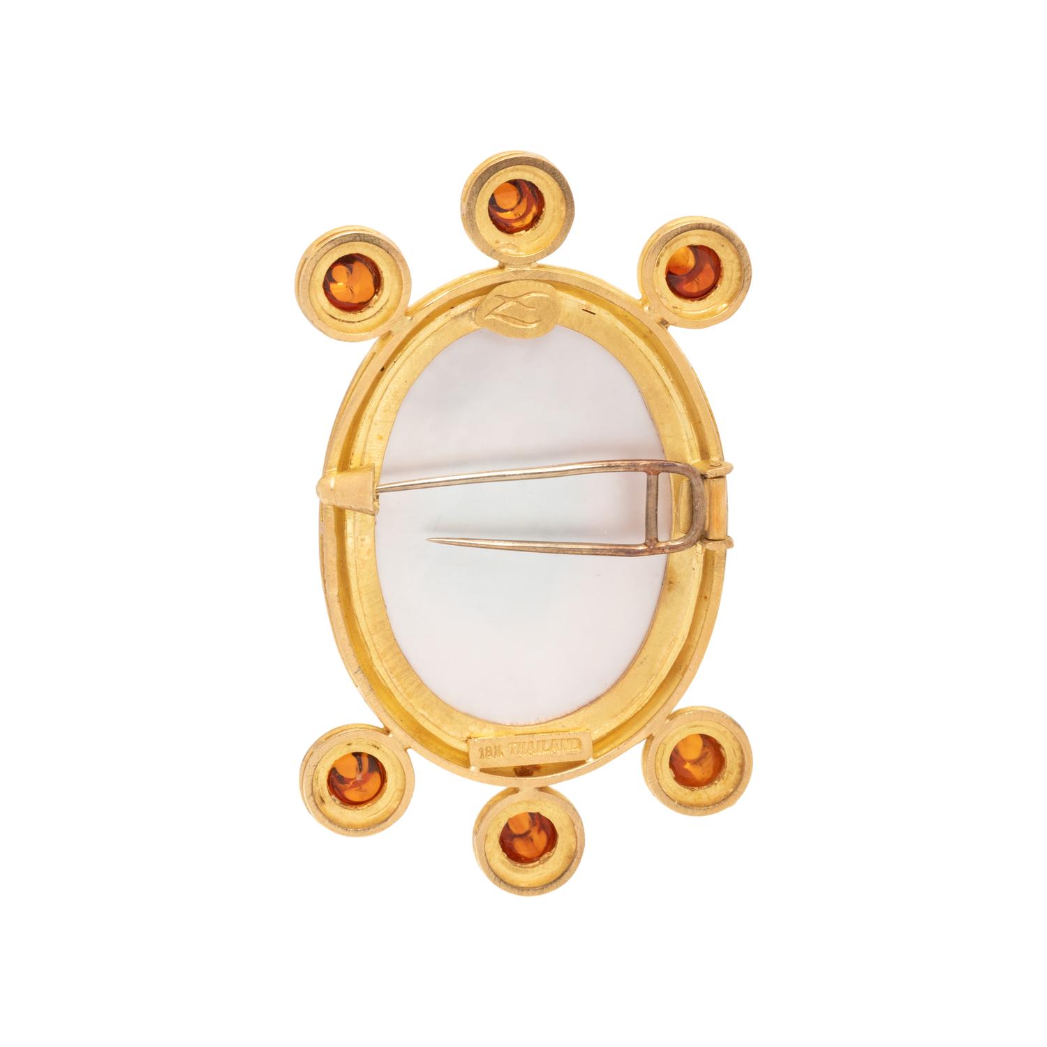 ELIZABETH LOCKE, CAMEO AND CITRINE BROOCH