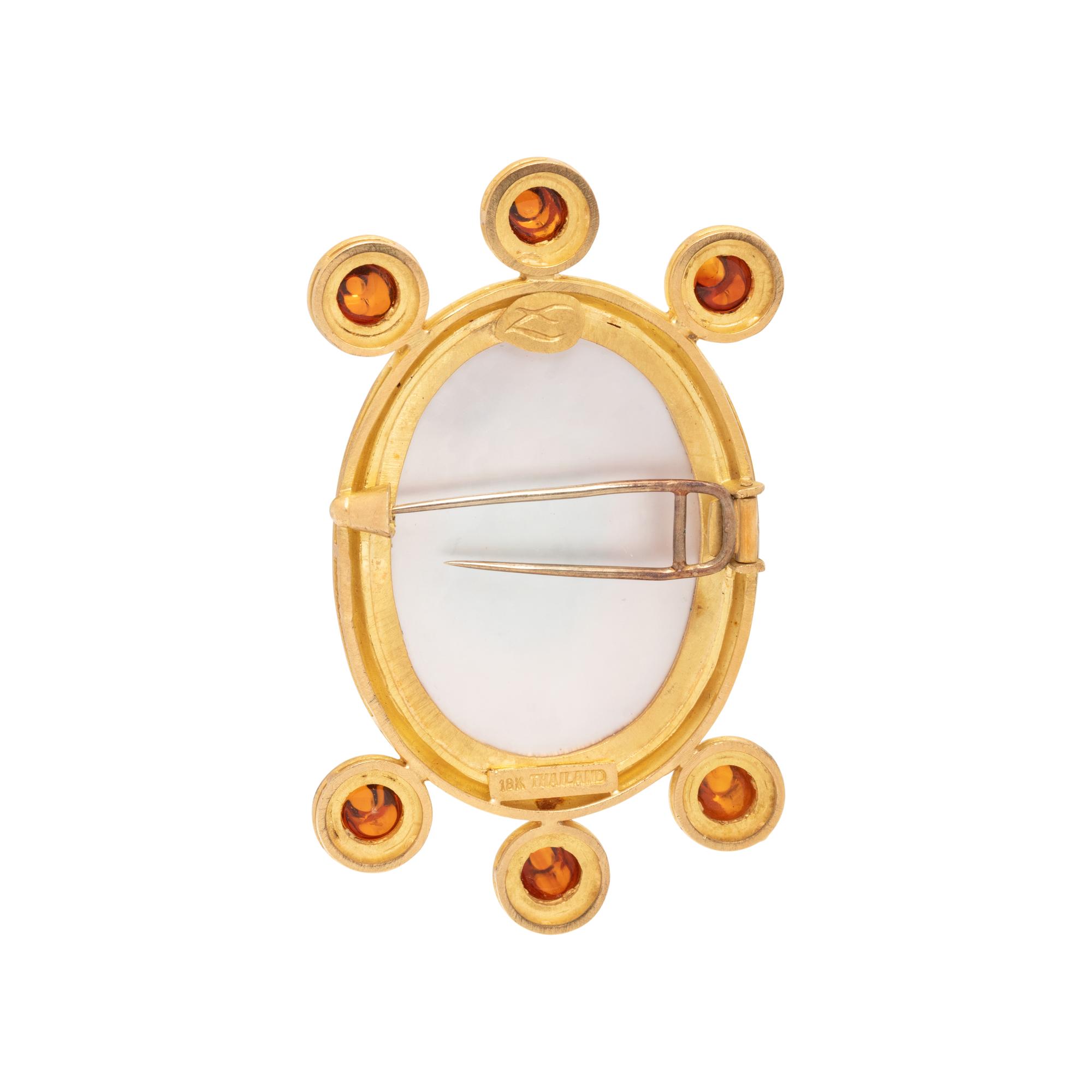 ELIZABETH LOCKE, CAMEO AND CITRINE BROOCH