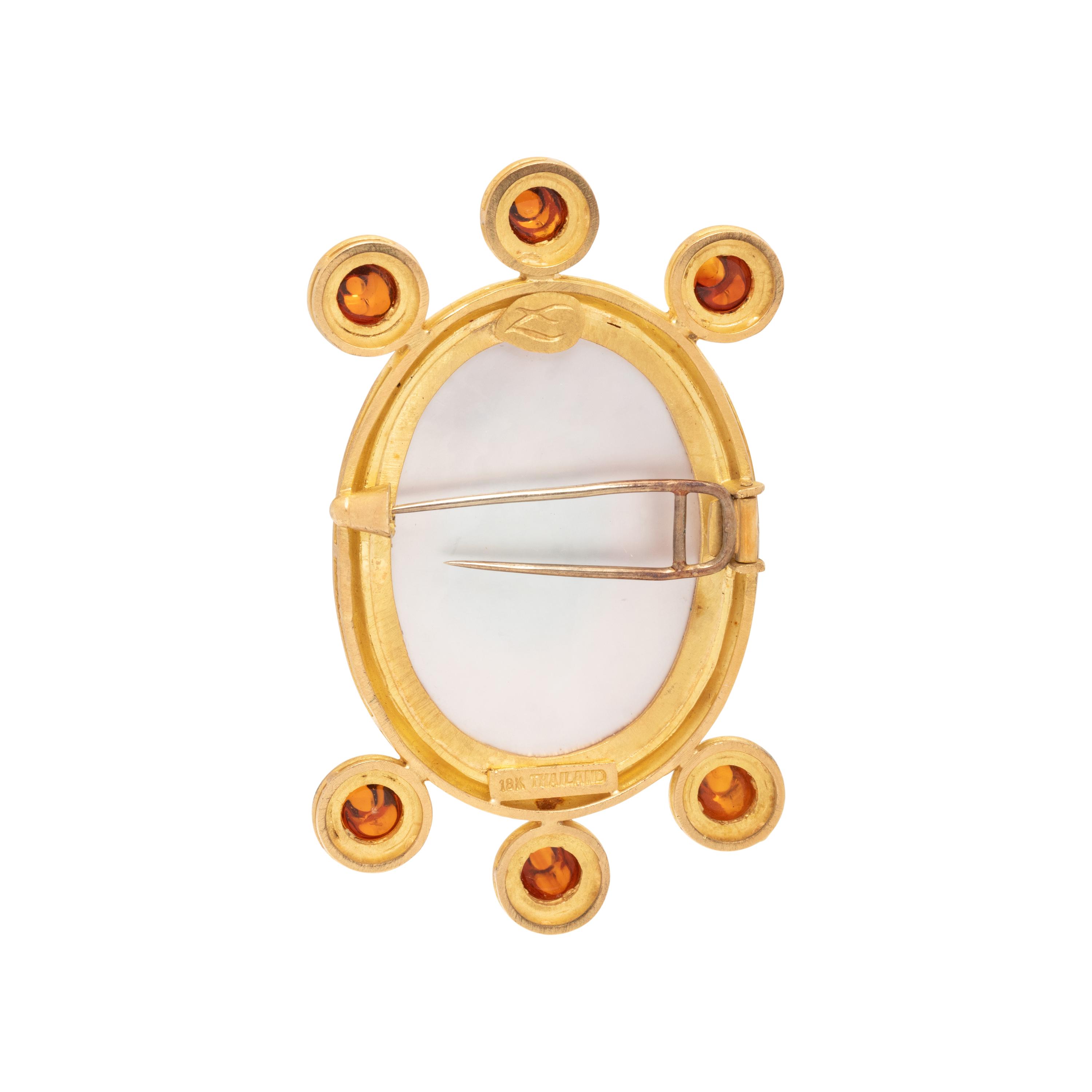 ELIZABETH LOCKE, CAMEO AND CITRINE BROOCH