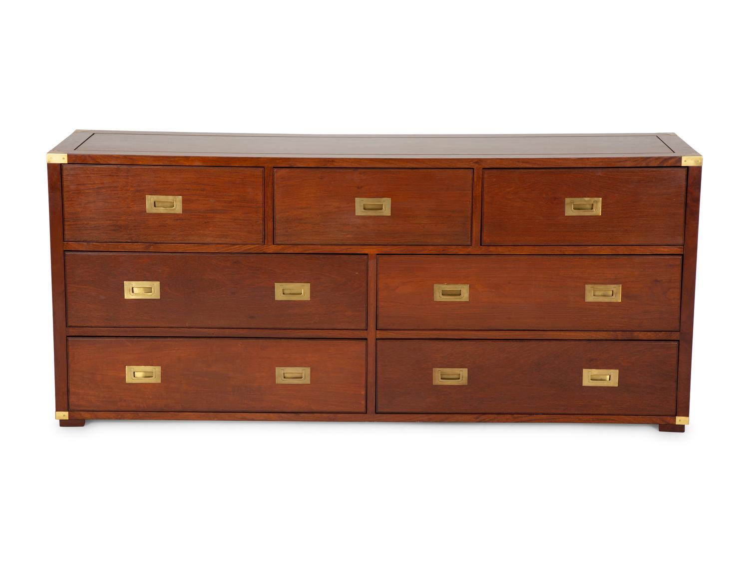 A British Colonial Brass Mounted Campaign Style Dresser — 20th Century