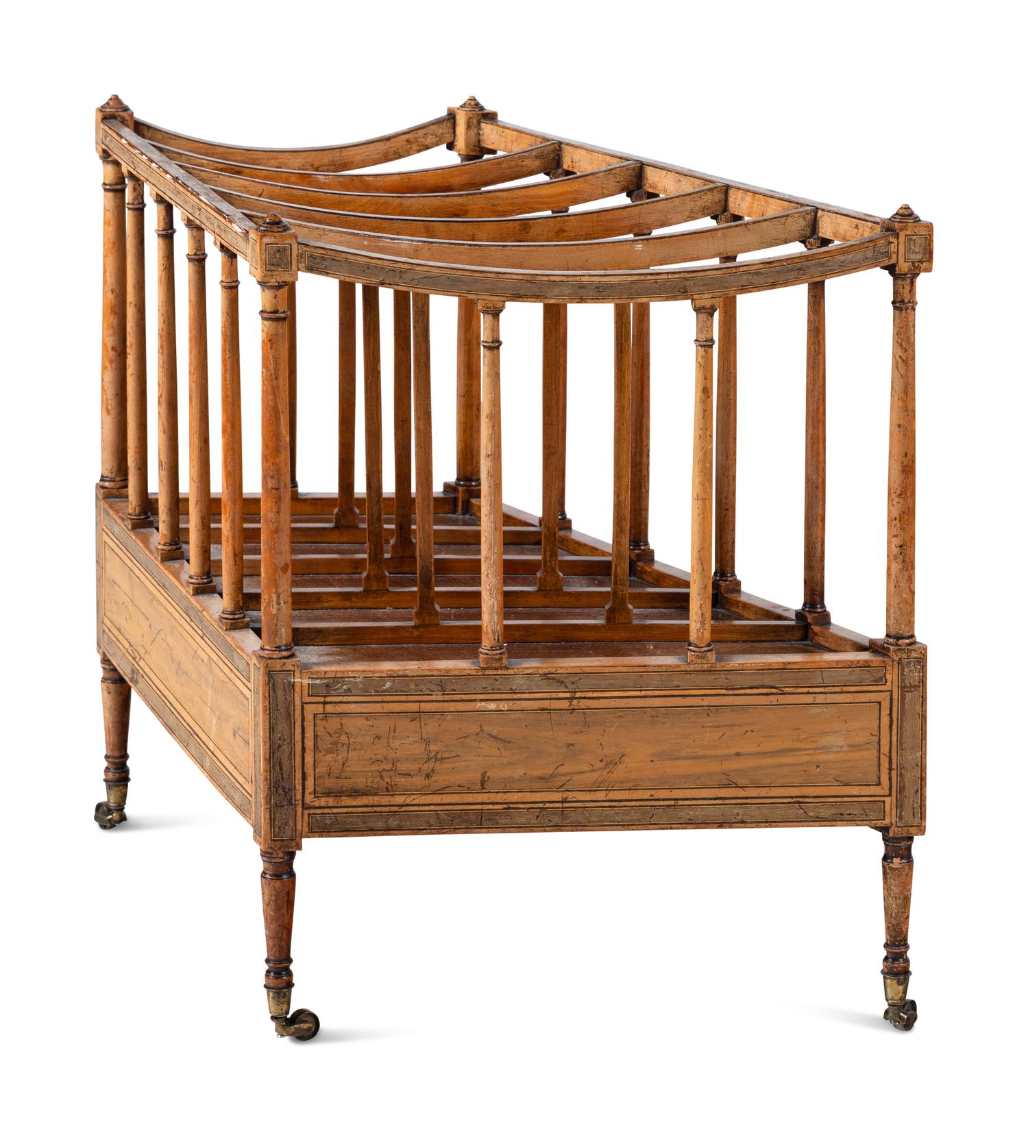 An English Satinwood and Rosewood Canterbury