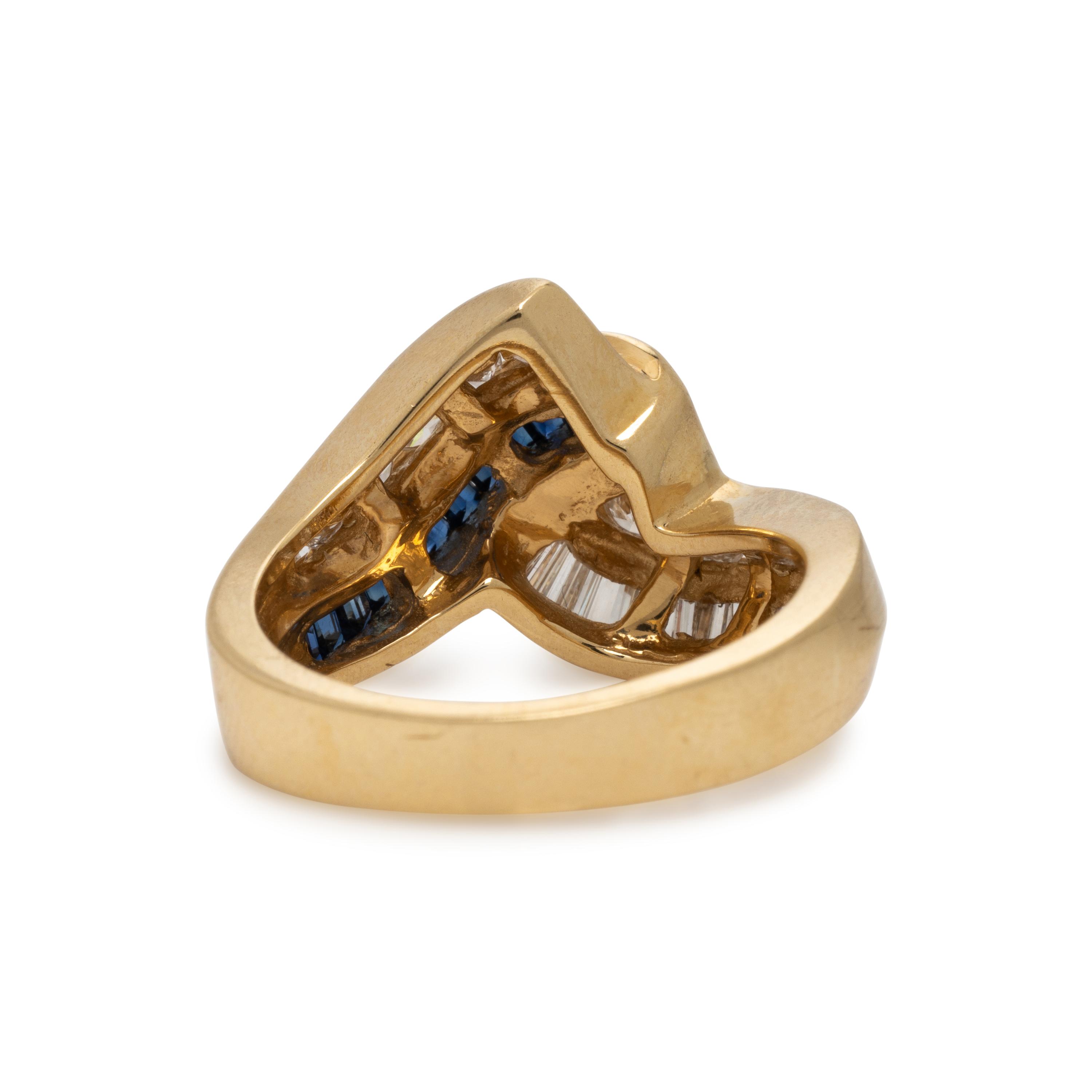 Diamond, Sapphire, and Yellow Gold Ring