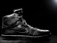 A Nike Air Jordan 1 Silver Cast Basketball Shoe Crafted for Michael Jordan's 32nd Birthday