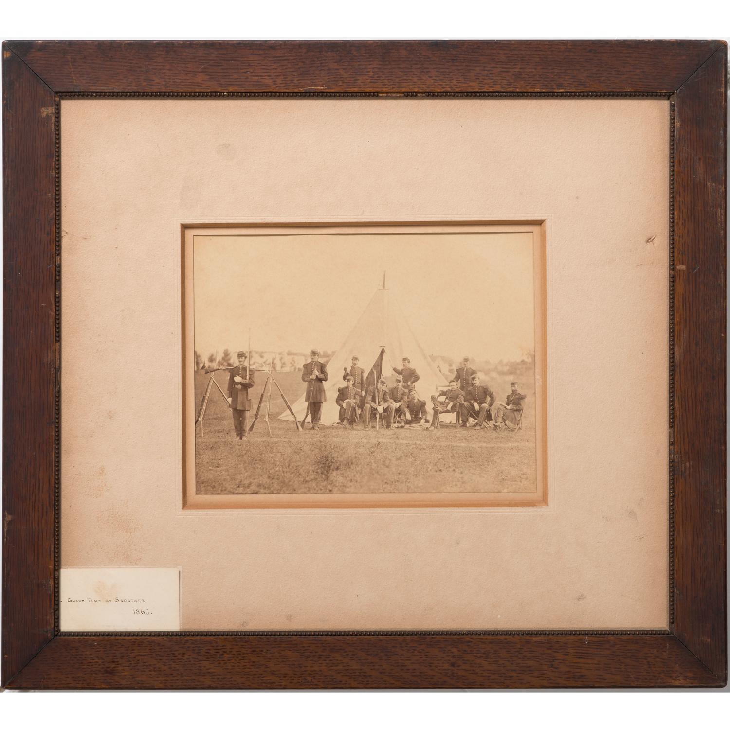 Civil War Albumen Photograph of the Guard Tent at Saratoga, 1863