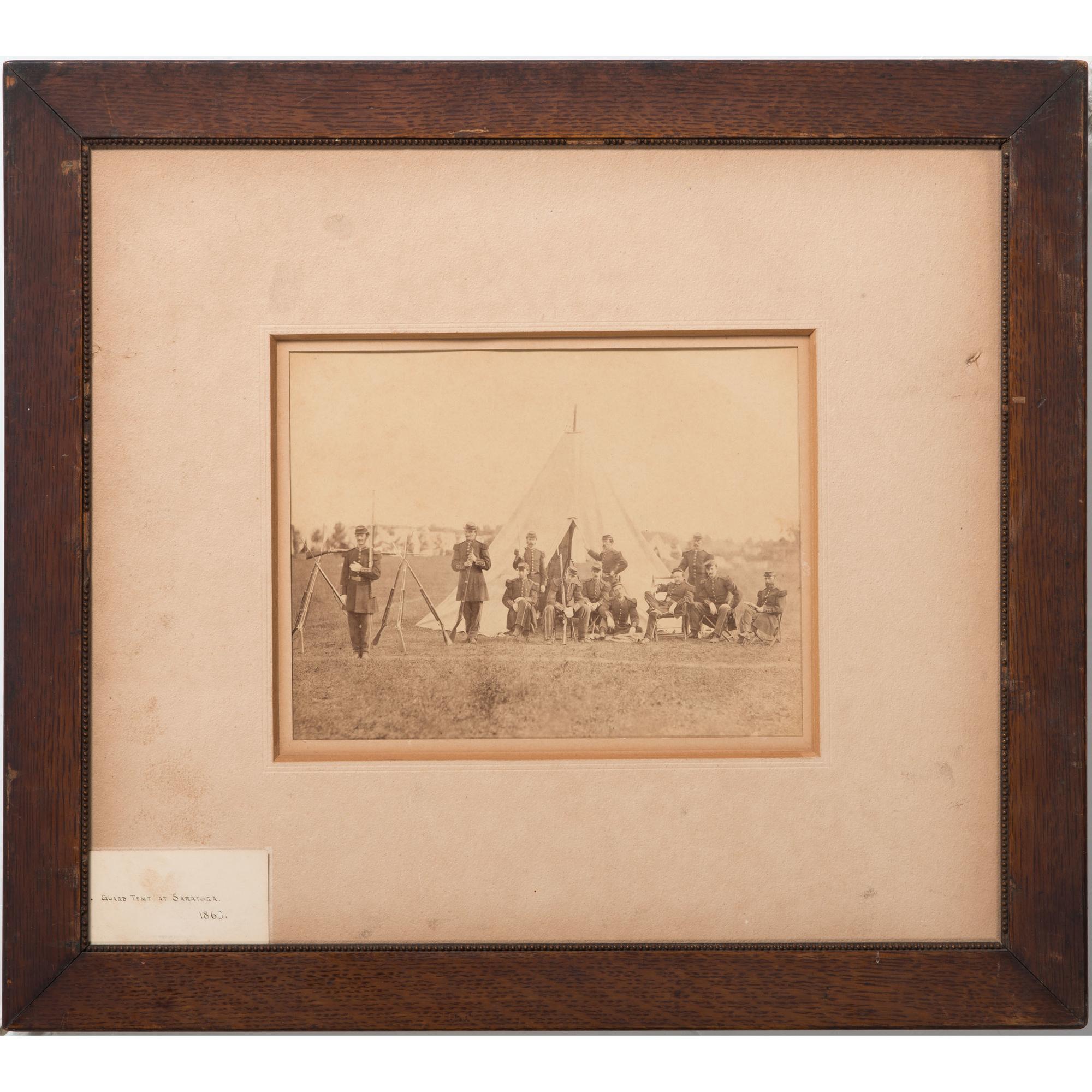 Civil War Albumen Photograph of the Guard Tent at Saratoga, 1863