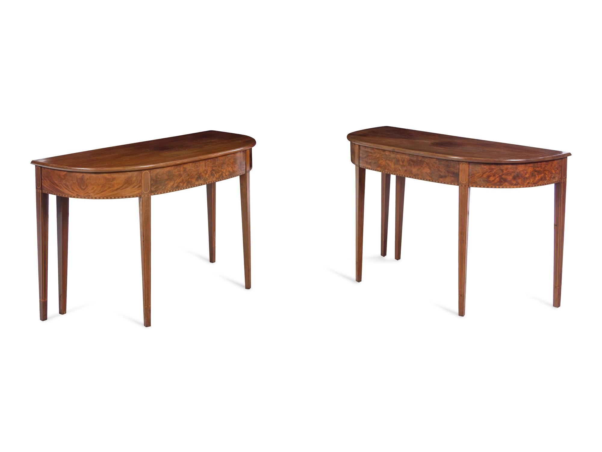 A Pair of George III Style Mahogany Console Tables