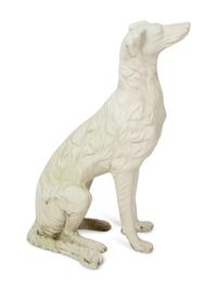 A White Painted Cast Metal Sculpture of a Dog — 20TH CENTURY