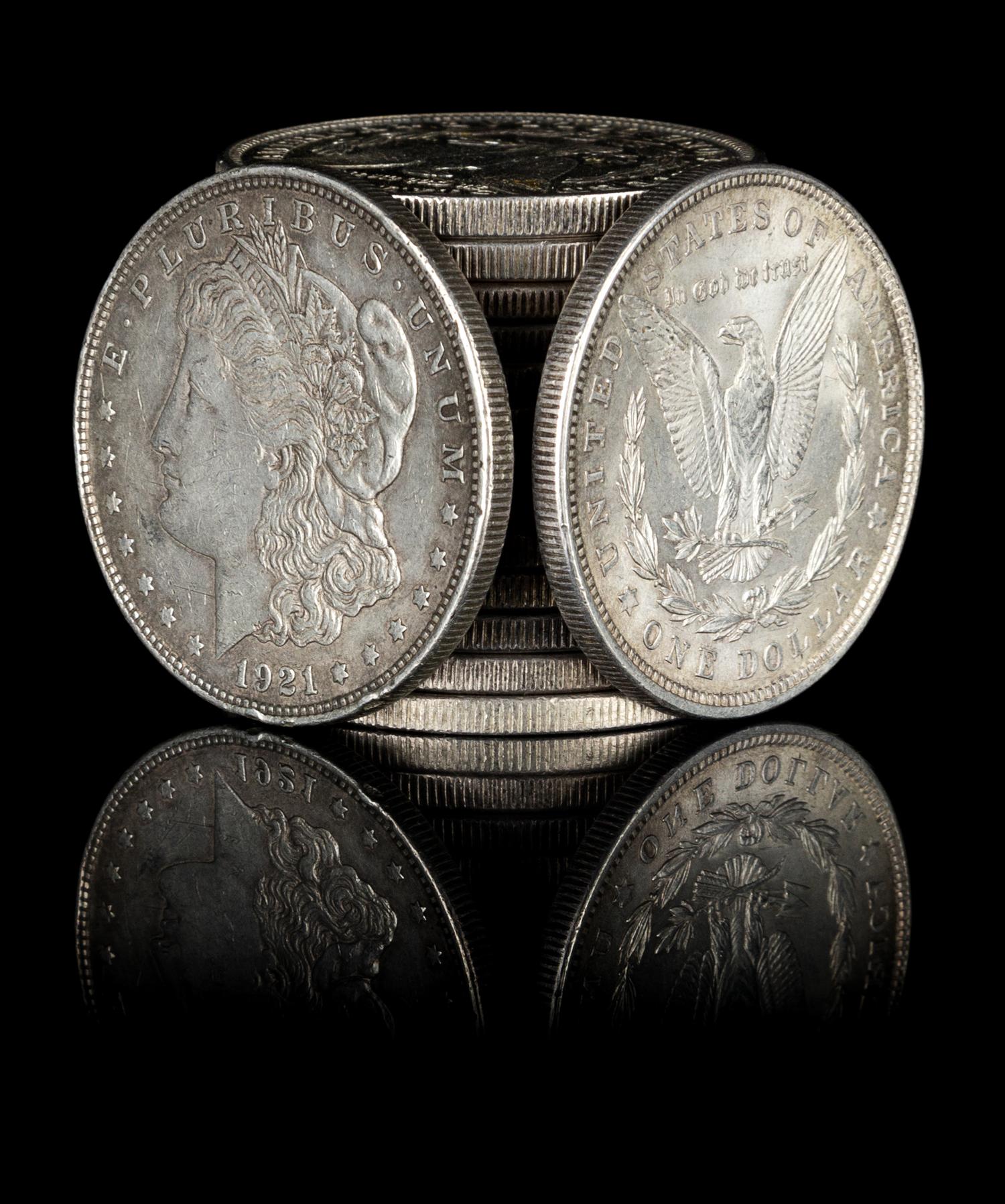 A Collection of Fifteen United States 1921 Morgan Silver Dollar Coins