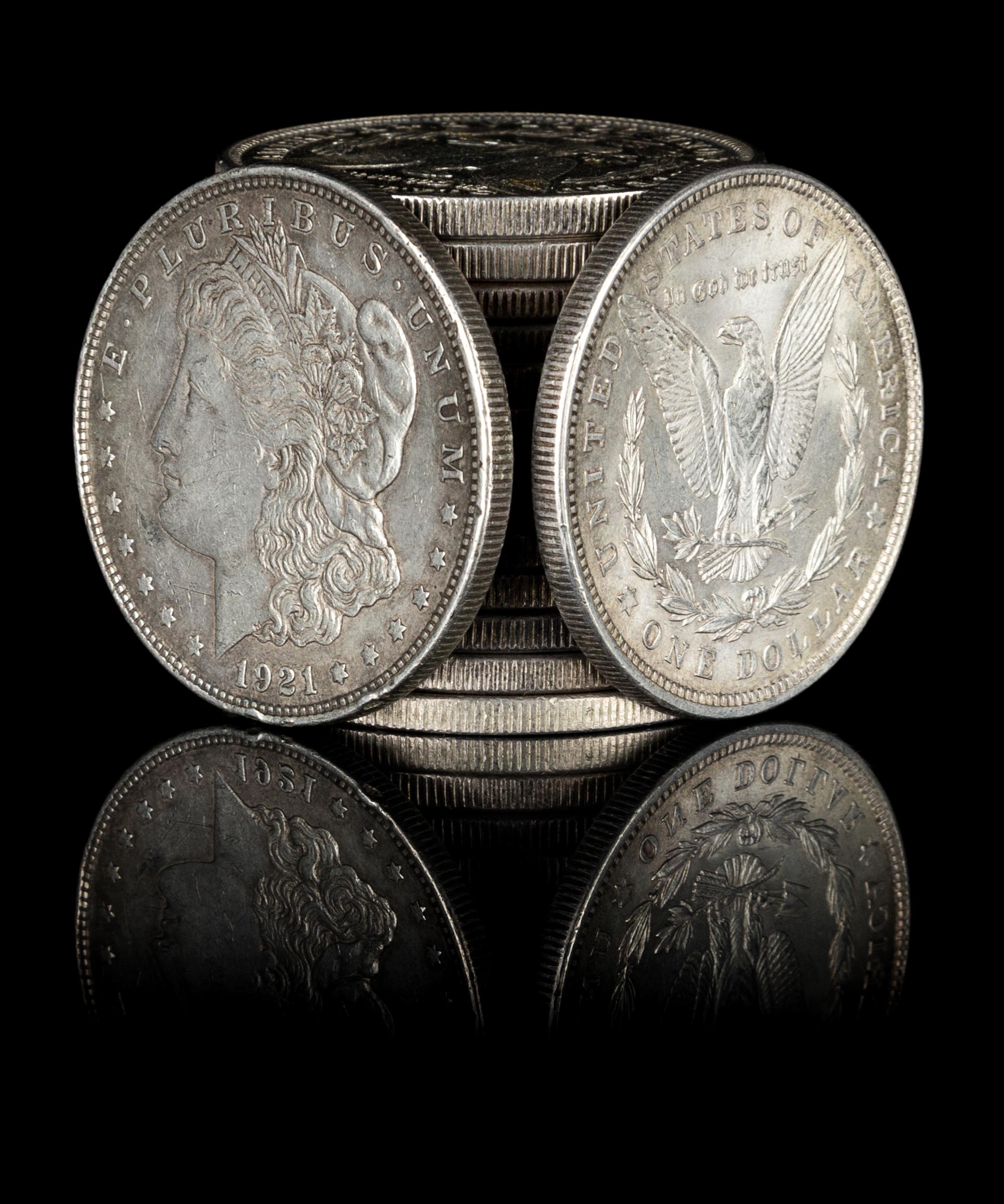A Collection of Fifteen United States 1921 Morgan Silver Dollar Coins