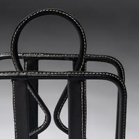 Leather Magazine Rack, c. 1960 France