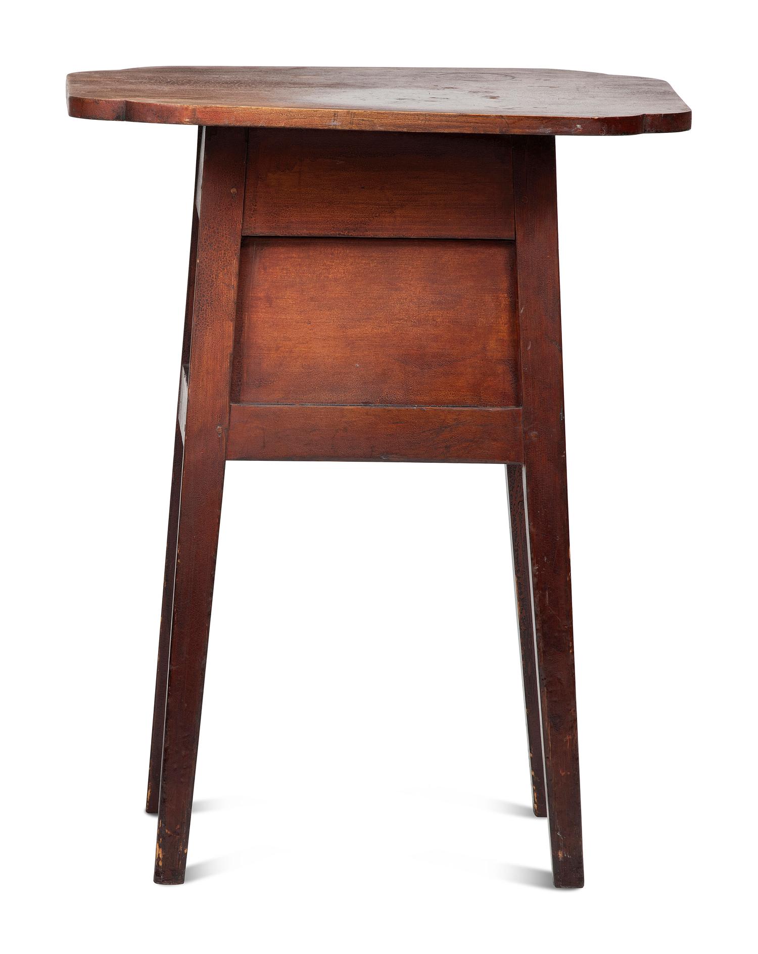 A Country Federal Stained Cherrywood and Pine Shaped Top Work Table