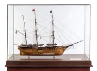 An American Model of the Whaling Brig Wanderer Height of case overall 56 inches.