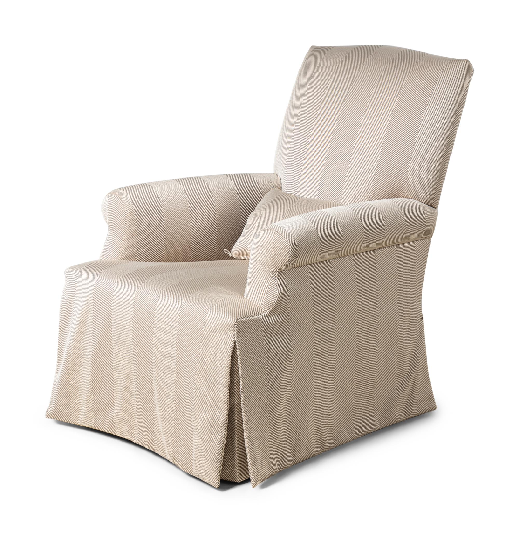 A Pair of Herringbone-Upholstered Armchairs