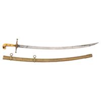 English 19th Century Cavalry Officer's Mameluke Sword with Brass Scabbard