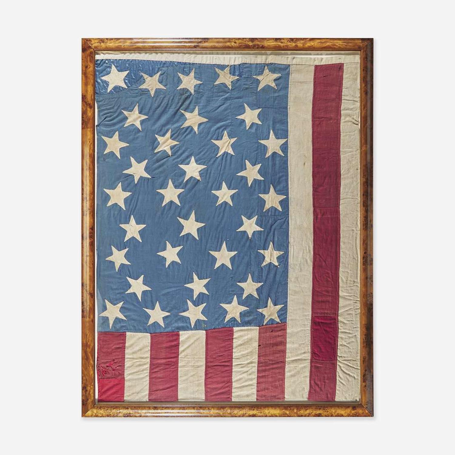 A 34-Star Civil War era American National Flag commemorating Kansas statehood 1861-1863
