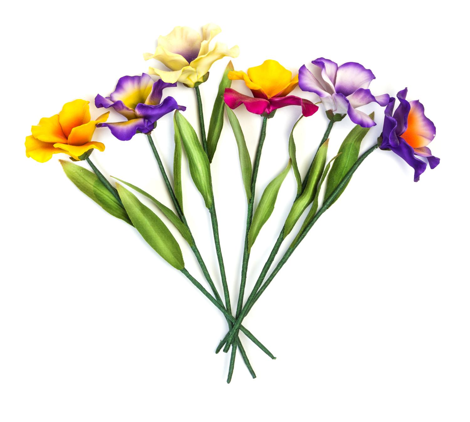 A Set of Six Capo di Monte Porcelain Flowers Length 9 1/2 inches. — 20TH CENTURY