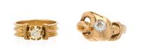 A Collection of Antique Gold and Diamond Rings, 6.40 dwts.