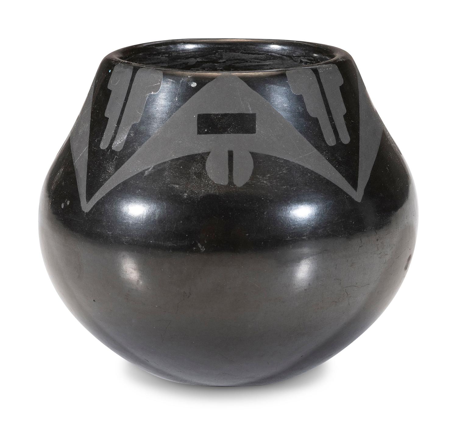 Blackware Pottery Jar, with Gunmetal Finish,1956-1965