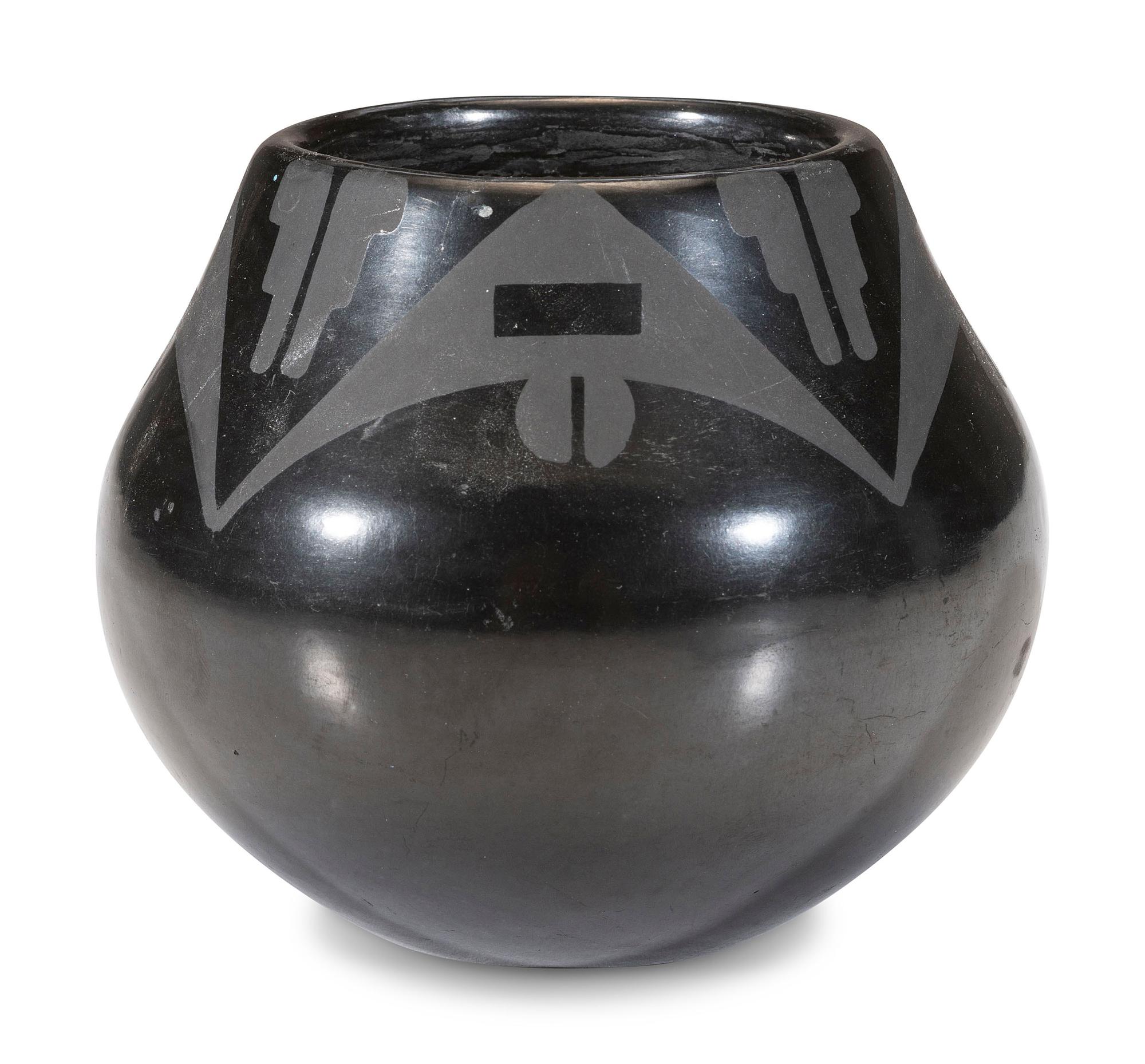 Blackware Pottery Jar, with Gunmetal Finish,1956-1965