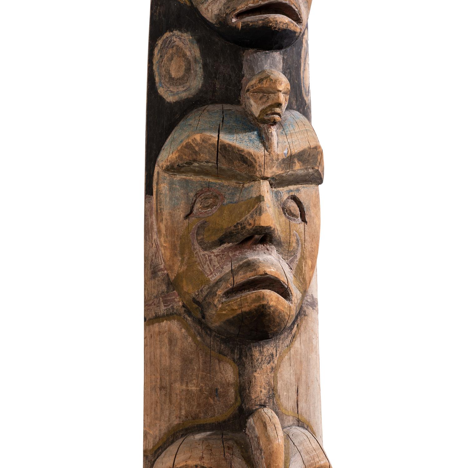 Nuu-chah-nulth Carved and Painted Wood Ancestral Pole