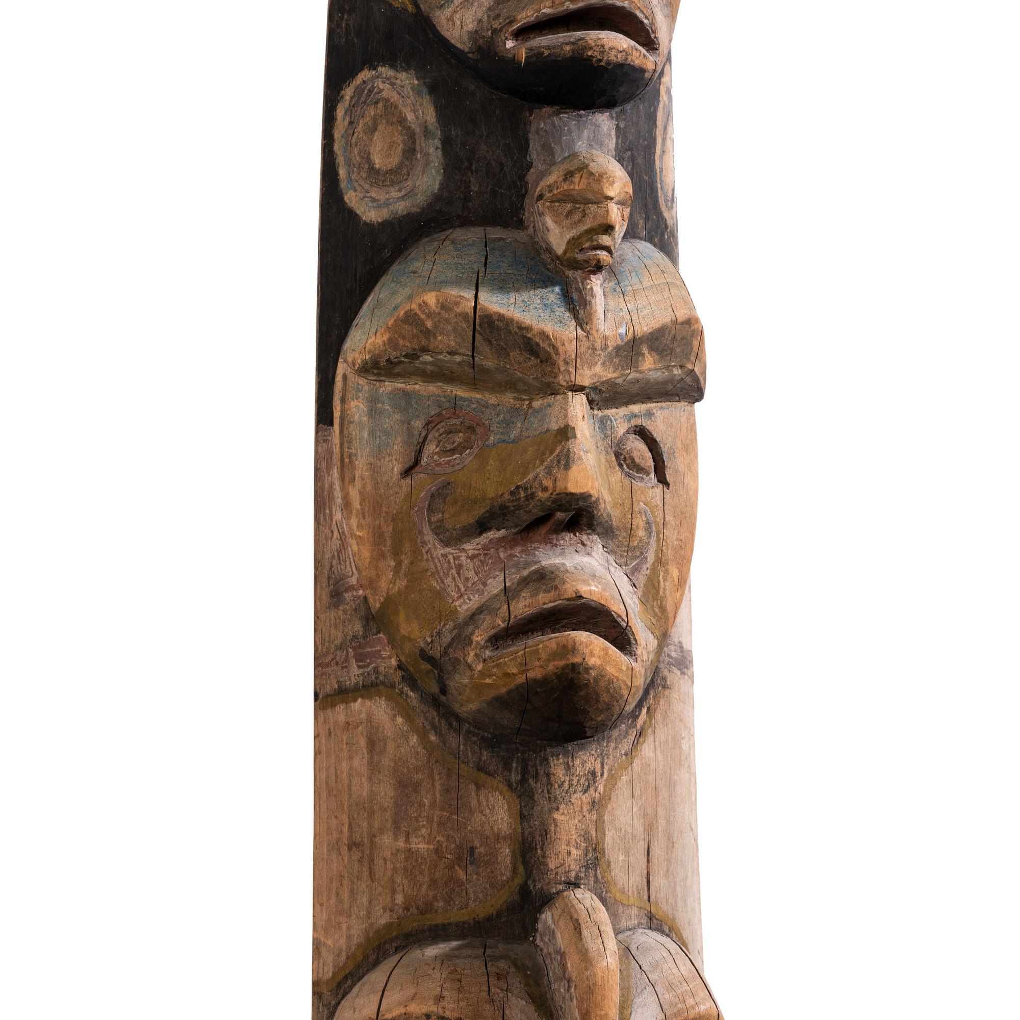 Nuu-chah-nulth Carved and Painted Wood Ancestral Pole