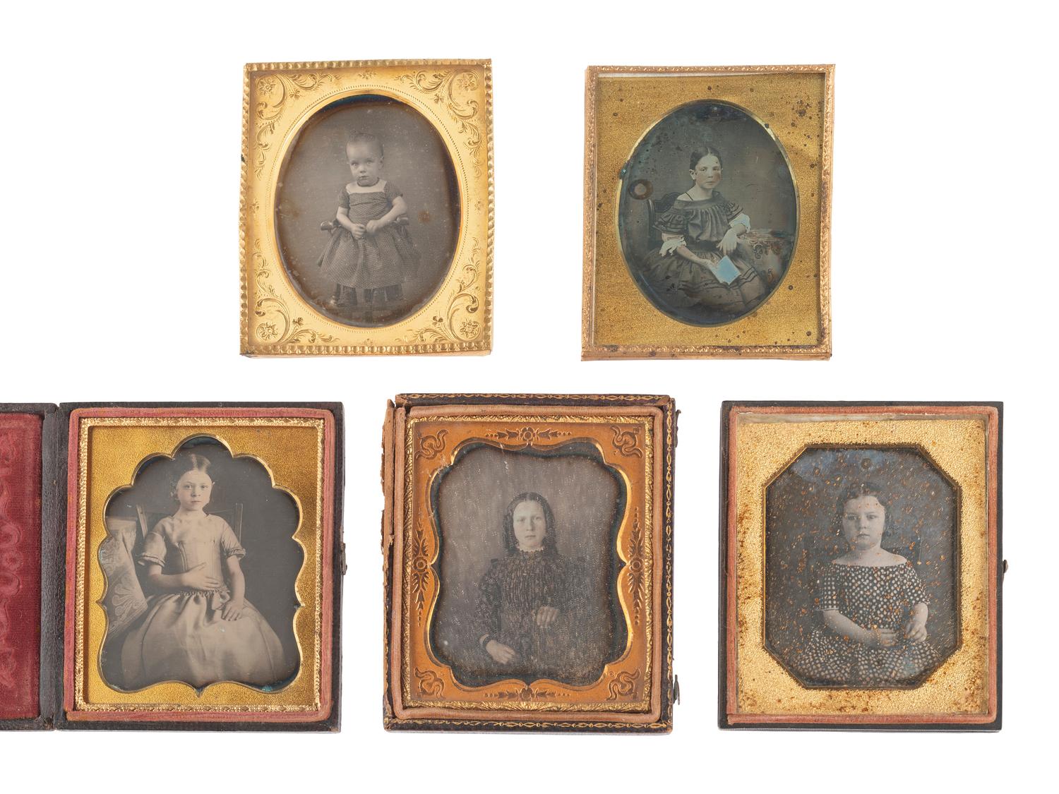 [EARLY PHOTOGRAPHY]. 21 sixth plate daguerreotypes of children.