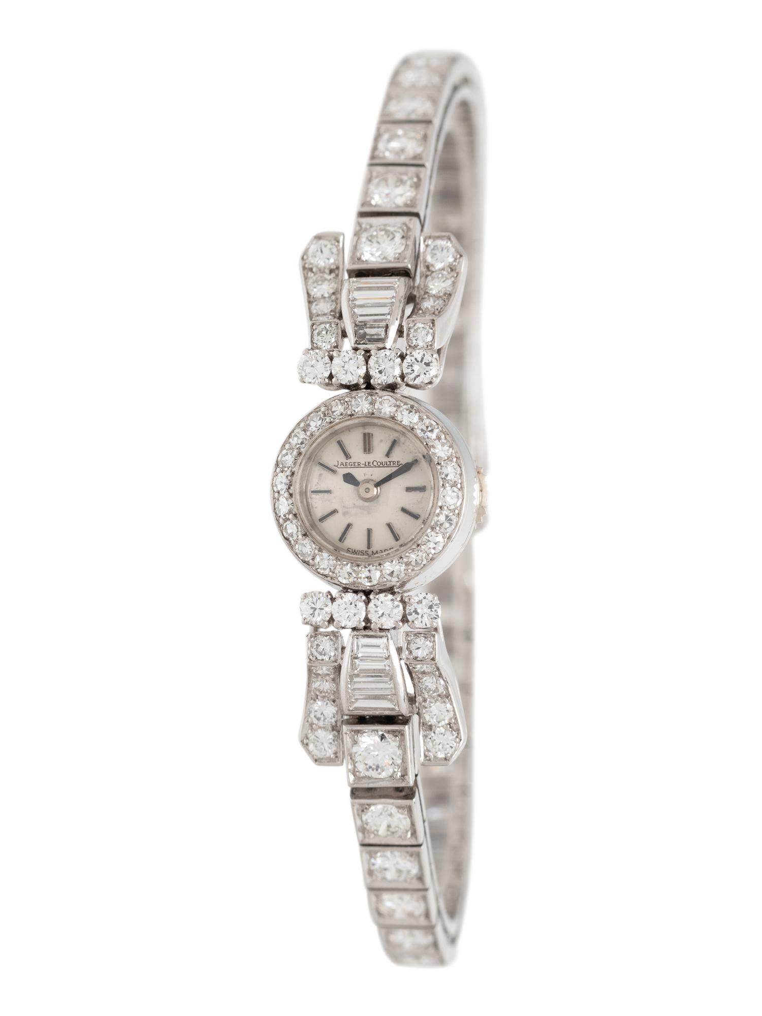 JAEGER-LECOULTRE, PLATINUM AND DIAMOND WATCH