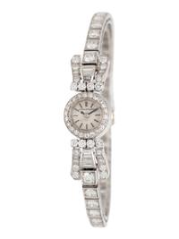 JAEGER-LECOULTRE, PLATINUM AND DIAMOND WATCH