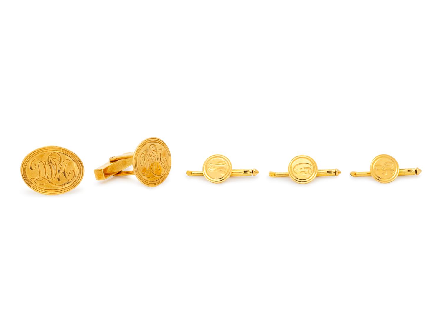 A 14 Karat Yellow Gold Dress Set, Tiffany and Co.,
