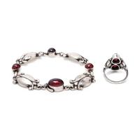 GEORG JENSEN, COLLECTION OF STERLING SILVER AND GARNET JEWELRY