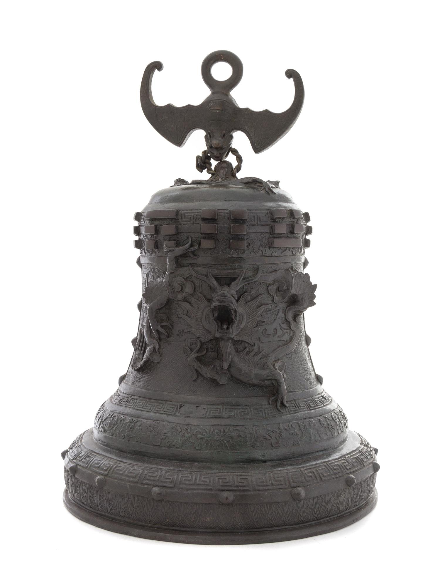 A Chinese Bronze Bell Height 15 inches. — LATE 19TH/EARLY 20TH CENTURY