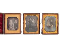 [EARLY PHOTOGRAPHY]. 34 sixth plate and quarter plate daguerreotypes of pairs of brothers & sisters