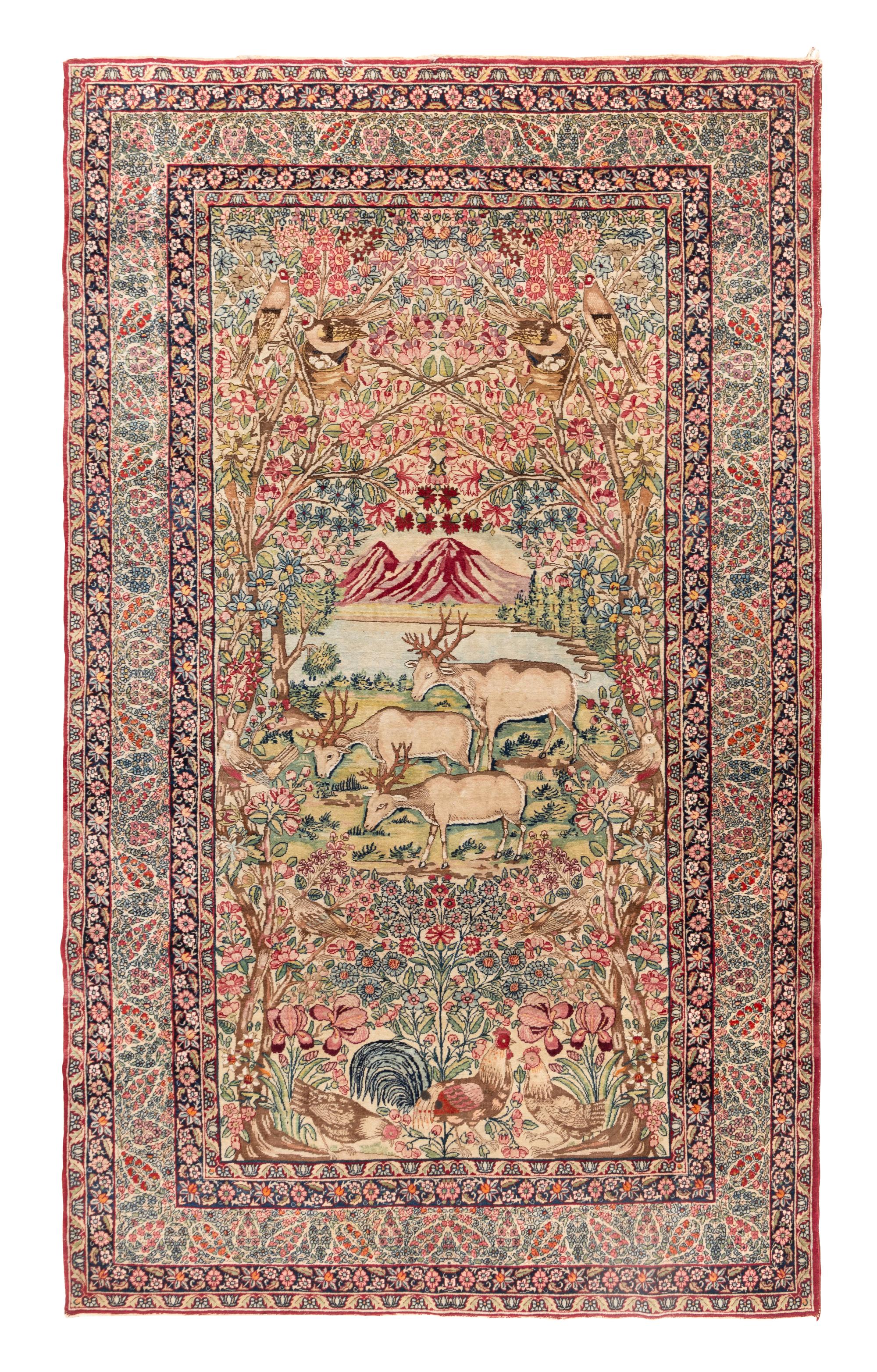 A Kirman Pictorial Rug