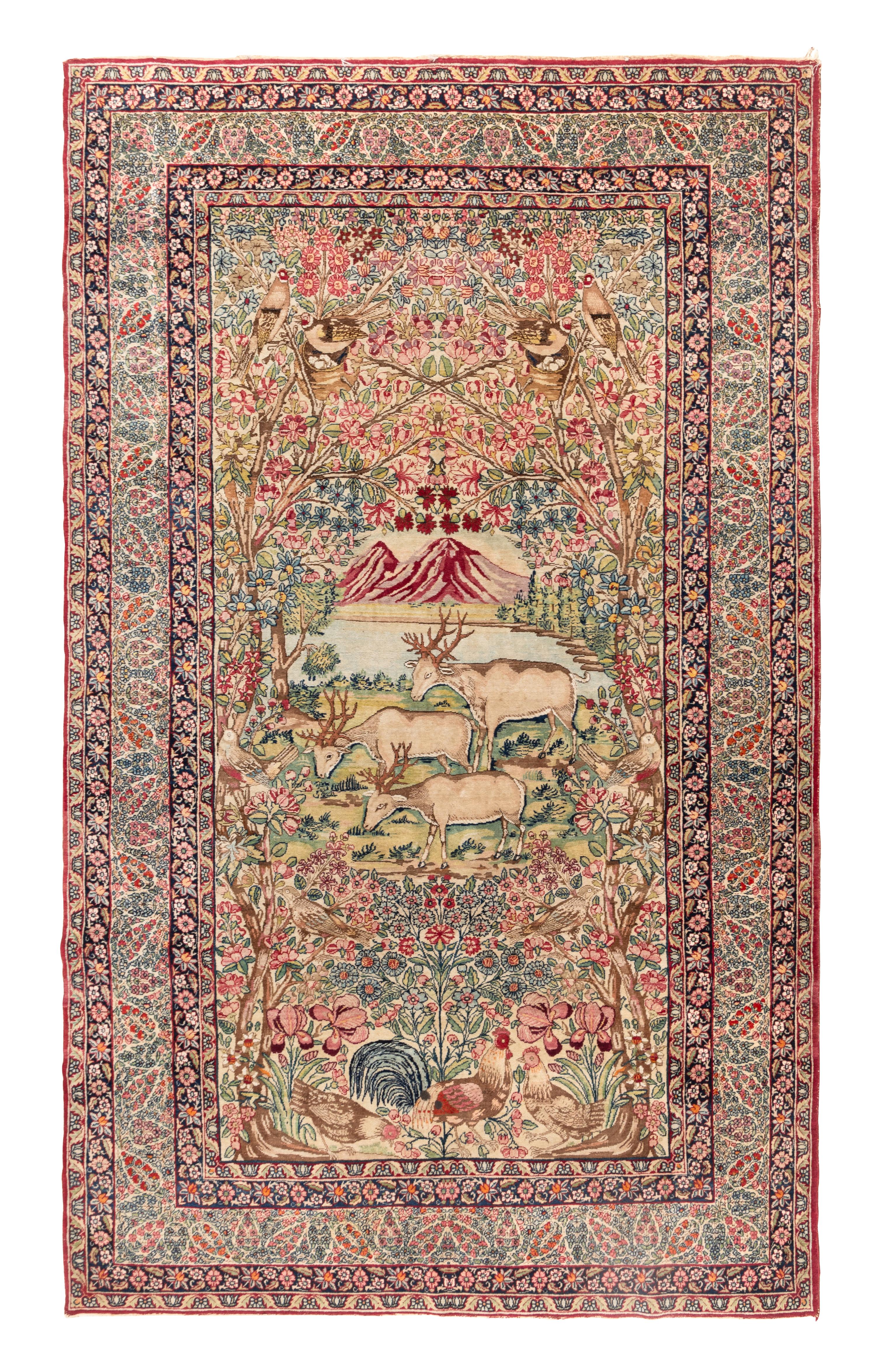 A Kirman Pictorial Rug