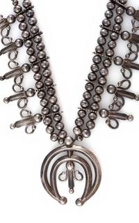 Navajo Silver Squash Blossom Necklace