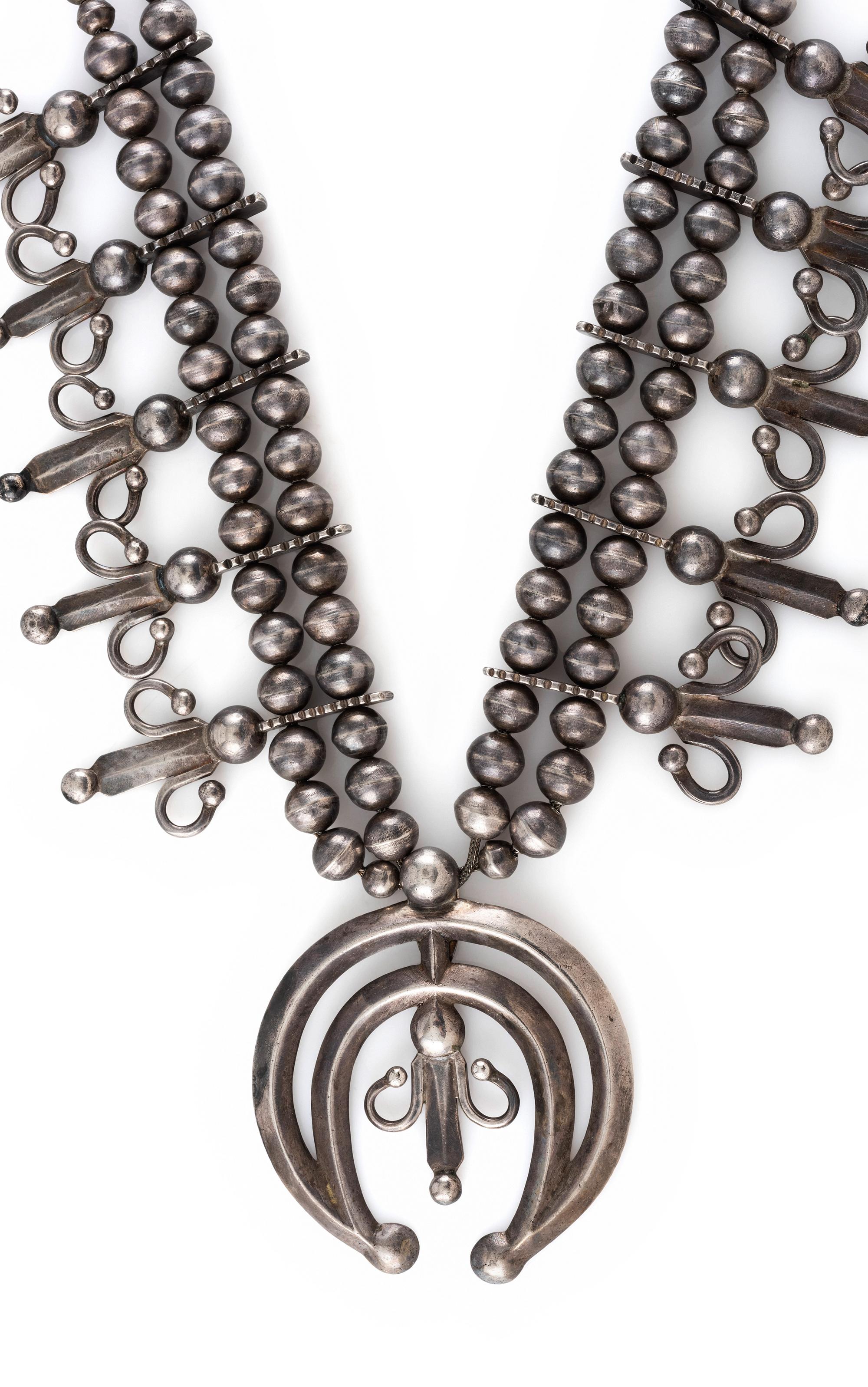Navajo Silver Squash Blossom Necklace