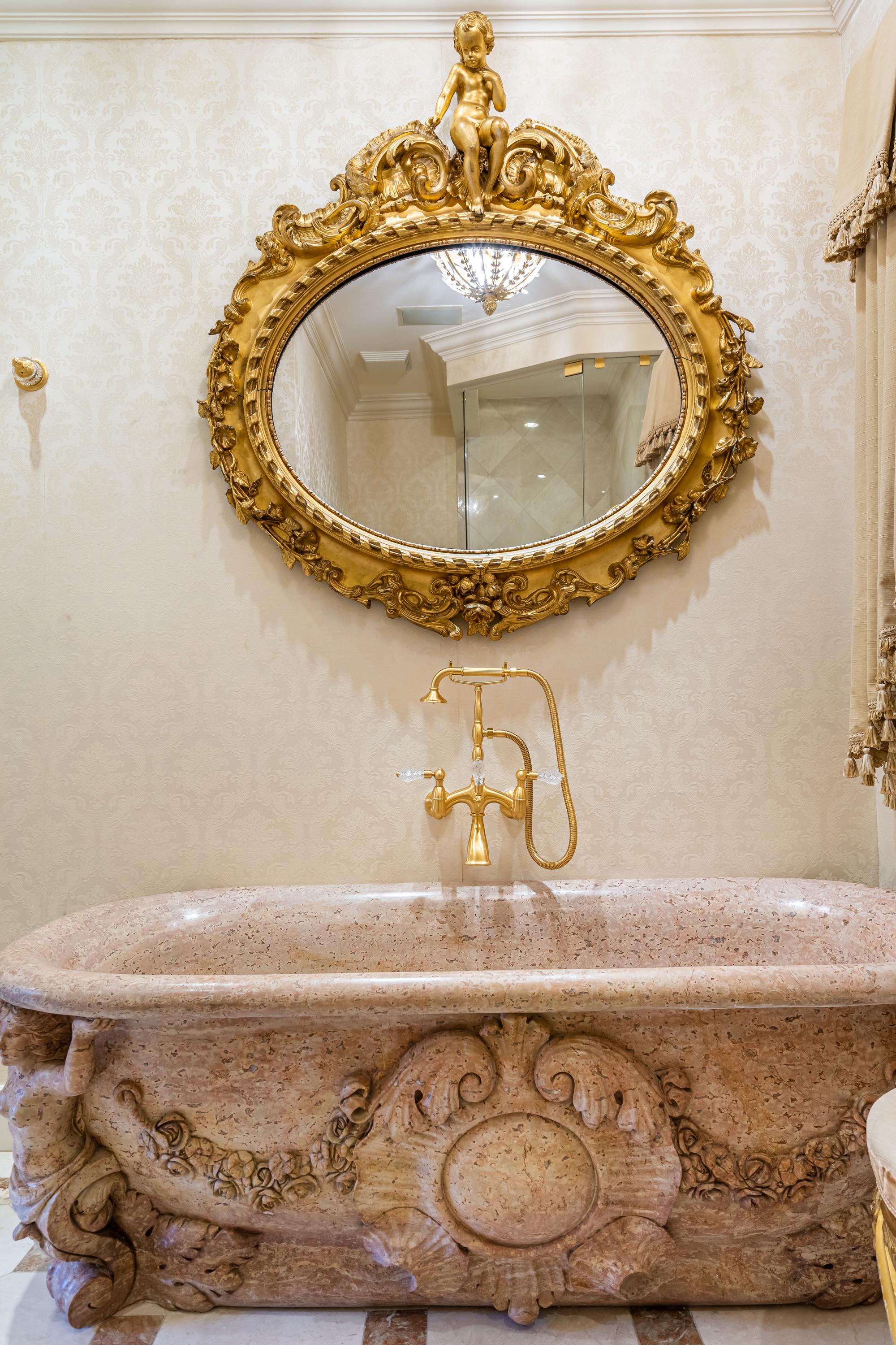 An Italian Carved Rouge Marble Bath Tub — 20th Century