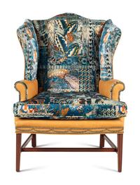 A Baker Upholstered Wingback Armchair