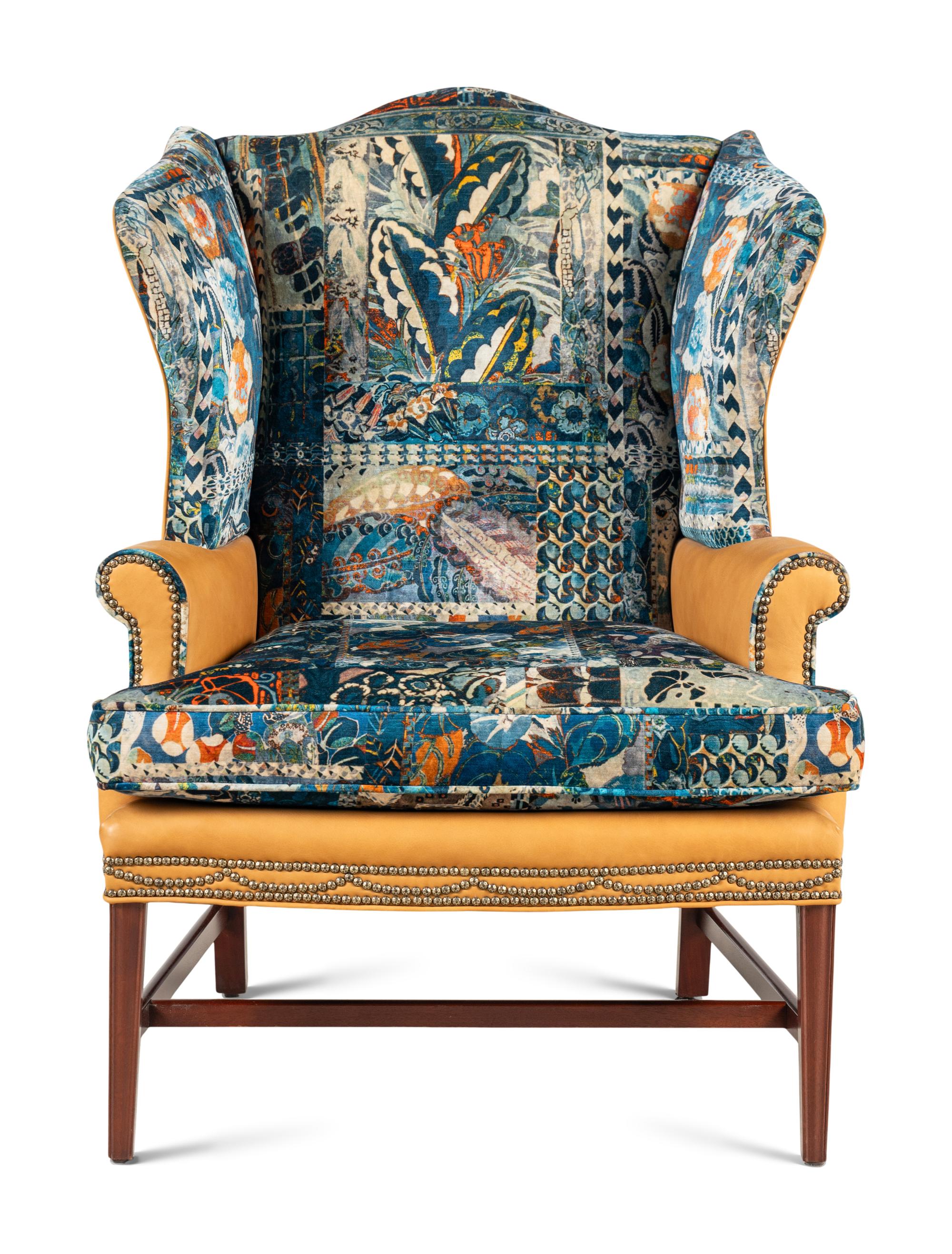 A Baker Upholstered Wingback Armchair